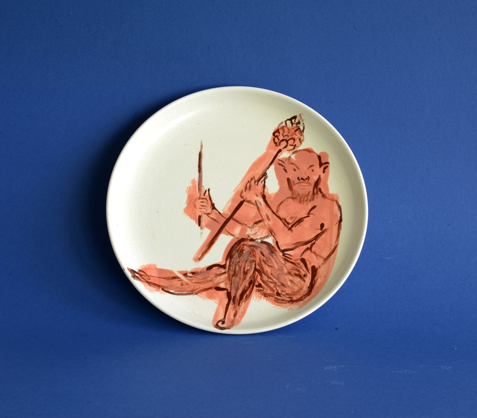 Satyr Plate (Holding Thyrsus) 1